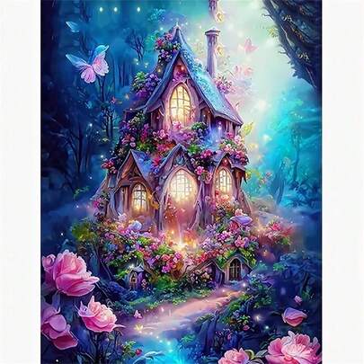 1 Set Kit de Pintura de Diamantes, Kit de Arte de Diamantes - Pintura de Puntos de Diamante de Perforación Completa 5D Arte y Manualidades de Diamantes Completos, Adecuado para Decoración de Pared del Hogar y Regalos, Set de Arte de Diamantes Castillo