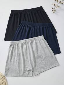 FOVTY 3-częściowe męskie bokserki wygodne oddychające bielizna modna sportowa długie spodnie bokserki w jednolitym kolorze bielizna domowa