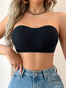 女士无缝无钢圈文胸，性感单肩设计，防滑侧边，可拆卸垫和交叉后背，无肩带