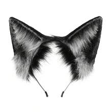 Fox Ears Headband Furry Animal Ears Cosplay Hairhoop Halloween Costume Accessories For Adults - màu đen - Xem 5