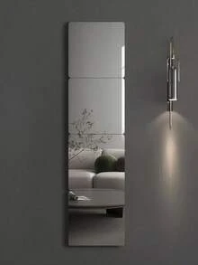 1/4/8pcs 20*20cm Round Corner Acrylic Wall Mirror Stickers – Self-Adhesive Decorative Panels For Bedroom, Dorm, Closet – Soft Splicing Mirror (Not For Reflection Use)