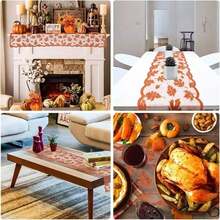1/2/5pcs Taplak Meja Motif Daun Maple Musim Gugur, Ukuran 13x72 Inci, Taplak Meja Renda Oranye untuk Hari Thanksgiving, Dekorasi Rumah Musim Gugur, Cocok untuk Pesta Makan Malam di Dapur Musim Panen - MultiWarna - View 7