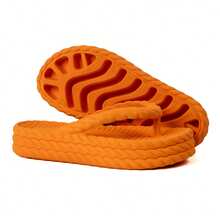 Sandália Flatform Feminina em PVC Antiderrapante  Praia    Casual  Ao ar livre    Trançado    Casa - Laranja - Visão 1