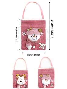 Christmas Gift Bag, Festive Pink Sequin Tote Bag With Santa Claus And Reindeer Pattern, Suitable For Storing Small Candies And Fruits, Home Kitchen Storage, Party Gifts, Holiday Decoration Gift Packaging - Multicolor - View 4