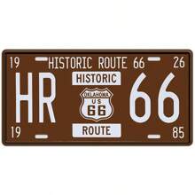 1pc Vintage American License Plate, Route 66 Wall Tinplate, Funny Street Metal Tin Sign, Route 66 Sign, Man Cave Car Plaque, Funny License Plate For Men/Women Car, Home Garage Bar Cafe Shop Art Wall Decor, Perfect Gift For License Plate Collector, Water-Proof 12x6inch