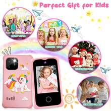 Kids Smartphone Toy With 32GB Card, 2.8" Touchscreen Travel Set With Wrist Strap, Dual Selfie Cameras + Music Player, 8 Games & 20 Photo Stickers, Perfect Gift For Boys Girls Ages 3-12