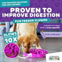 Outward Hound Fun Feeder Slo Bowl, Large Slow Feeder Dog Bowl, 4 Cups, Purple