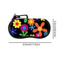 1pc Retro Flowers Printing Eyewear Cases Cover Sunglasses Case Sunflower Chrysanthemum Glasses Box With Zipper Portable Eyeglass Cases