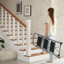 SONGMICS Step Ladder, 3-Step Ladder, Folding Ladder, Lock, Space-Saving Storage, Holds Up To 150 Kg, Grey - Dark Grey - View 5