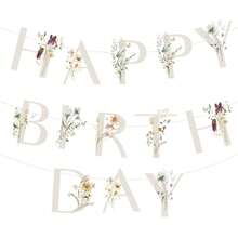 1 套，花蝴蝶生日快乐横幅，波西米亚风时尚花卉和蝴蝶生日字母，野花蝴蝶花园派对装饰品，适合 1 岁、21 岁、30 岁、40 岁、50 岁、60 岁、70 岁生日派对 - 彩色 - 查看 1