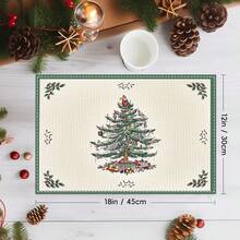 Farmhouse Christmas Plaid Dining Table And Kitchen Decor, Holiday Placemats Set - Red And Green, 2/4/6/8 Piece Set, Linen Placemats, Breakfast Placemats, Kitchen Accessories, Easy Clean Placemats, Suitable For Home, Dining Room, Restaurant Decor