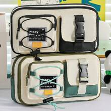 1个可爱卡通大容量铅笔盒，日韩学生铅笔盒，男女通用铅笔盒，多功能铅笔盒，简约铅笔盒，化妆包，洗漱包，文具包 - 彩色 - 查看 3