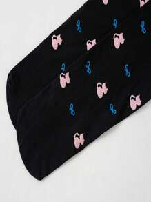 2 Pairs Girls' Bowknot Printed Stirrup Tights, Thin Leggings For Spring/Summer, Baby Toddler Outer Wear, Star & Heart Design