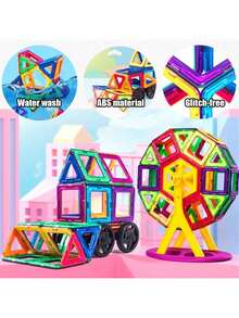 18pcs-146pcs Children's Magnetic Building Block Toys, Children's Large-Sized Magnetic Building Blocks, Design Building Toys For Boys And Girls, Suitable For Children Aged 3-12, STEM Toys, Magnetic Designer Building Board Puzzle Toys