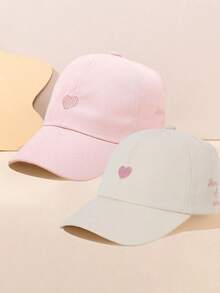 2 件爱心刺绣半天顶棒球帽女士太阳帽，可扎高马尾，适合返校、户外运动和日常休闲活动