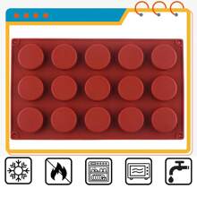 قالب سيليكون لتشكيل الحلويات والكيك والحلوى الفرنسية والموس والثلج المجوف بقطر 4 سم وإرتفاع قصير و15 حُفرة