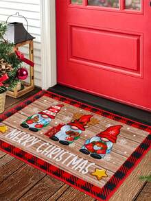 1 Stück Weihnachts-Fußmatte, Wichtel- und Schneeflocken-Design Teppich, Fröhliche Weihnachten Teppich, waschbarer Vorleger für die Haustür, schmutzabweisende Bodenmatte, Weihnachtsparty Dekoration, Weihnachtsdekorationen, Weihnachtsparty Zubehör - Weihnachtspuppe - Übersicht 4