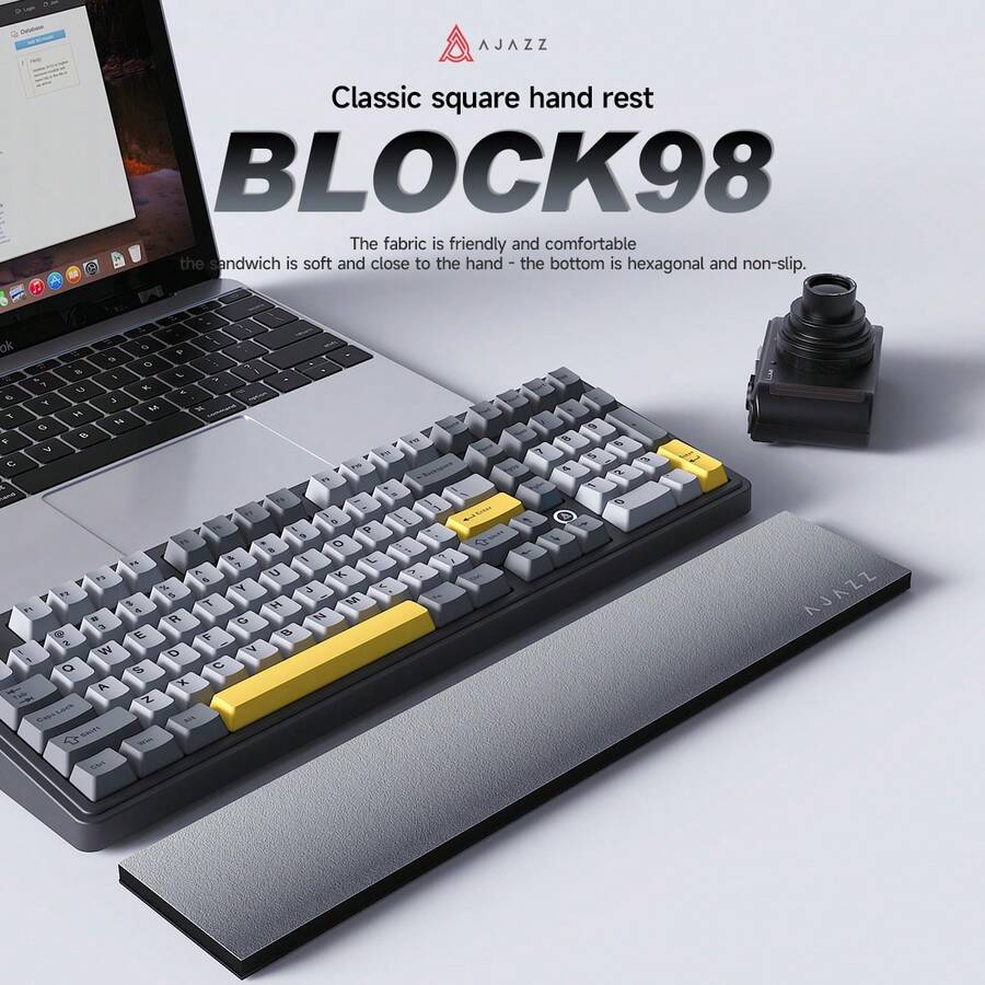 NACODEX AJAZZ BLOCK98 klassische quadratische Handauflage aus Flanellmaterial, hautfreundlich, weicher Boden, hexagonal, rutschfest, schnelle Rückfederung