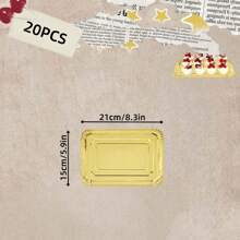 10/20PCS Disposable Light Weight Paper Plates, Gold Rectangular Dinner Plates Bulk For Cookie Dessert Snack Cake, Large Serving Tableware Paper Trays For Wedding, Family Meals, Birthday, Picnics, BBQ, Holiday