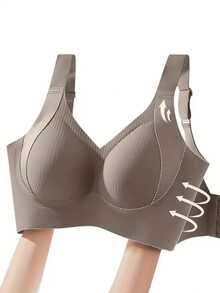Elegant Women's Chest Push Bra - Comfortable, No Steel Rings, Fully Covered, With Decorative Bow Details, Opaque Nylon Blend, Suitable For Mature Women, Supportive Underwear | Elegant Small Chest Bra | Nylon Blend Fabric - 彩色 - 查看 10