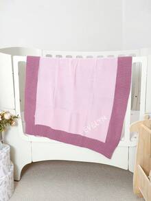 Customizable Embroidered Name Casual Minimalist Children's Knitted Blanket, Baby Blanket, Thick Throw Blanket - Light Pink - View 5
