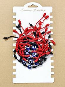 12pcs/Set Elegant Versatile Devil's Eye Lucky Red Bracelets, Suitable For Men & Women Daily Wear, Beautiful Gift (With Paper Card) - Multicolor - View 10