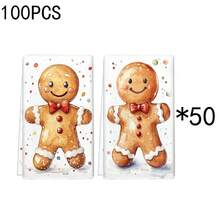 1set/2 Pieces /100 Pieces Christmas Gingerbread Man Patterned Kitchen Towels And Dishcloths, Suitable For Interior Decoration In Restaurants, Kitchens And Bathrooms, As Well As Party Decoration. They Can Be Given As Festival Gifts