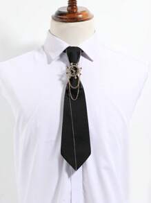 1 件男士时尚复古水钻船舵流苏可拆卸领结，纯色休闲日常佩戴领带 - 彩色 - 查看 12