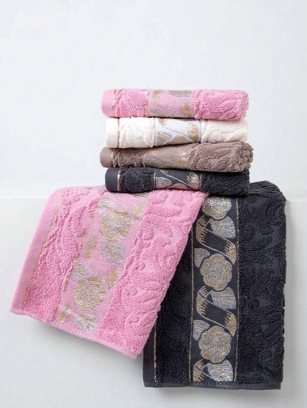 1/5/10 Pcs Square Handkerchief 34*34cm, Multiple Colors, Minimalist Jacquard Rose Flower Pattern. Absorbent, Quick-Drying, Suitable For Men, Women, Couples, All Seasons. Applicable For Bathroom, Kitchen, Travel, Hotel, Outdoor, Holiday Gifts Dish Cloths Kitchen Towel