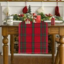 Farmhouse Christmas Plaid Dining Table And Kitchen Decor, Holiday Placemats Set - Red And Green, 2/4/6/8 Piece Set, Linen Placemats, Breakfast Placemats, Kitchen Accessories, Easy Clean Placemats, Suitable For Home, Dining Room, Restaurant Decor