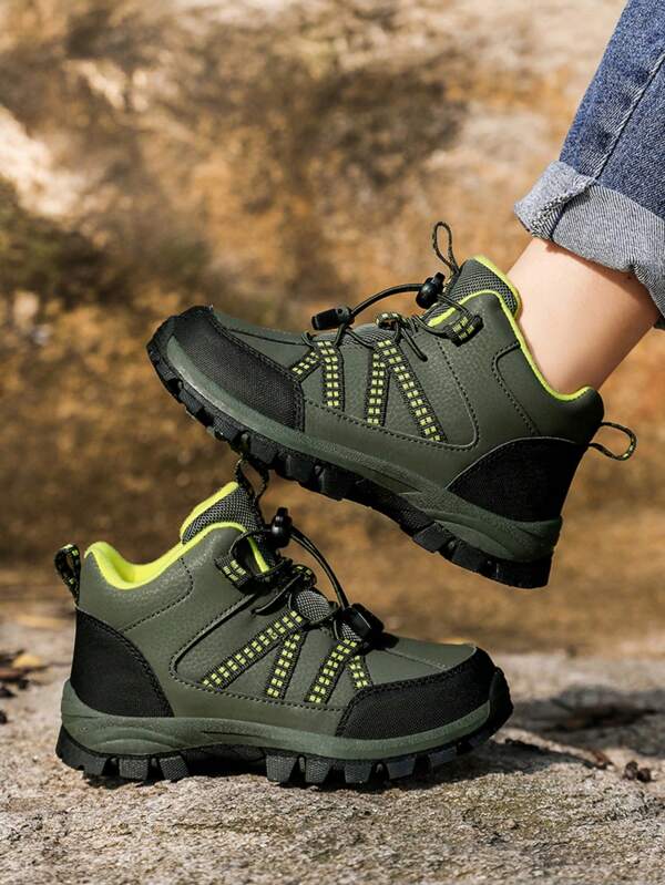 Zapatos deportivos para niños para exteriores, zapatos de senderismo de media caña, zapatos de trekking para niños, suela de TPR antideslizante, botas versátiles de moda con puntera redonda