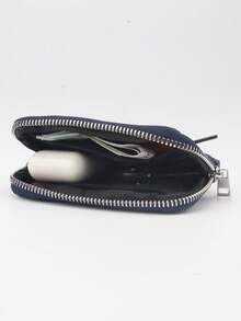 1pc Minimalist Compact Multi-Function Coin Purse, Mini Key Holder, Product Size: 11.5cm*7.5cm*2cm - Navy Blue - View 4