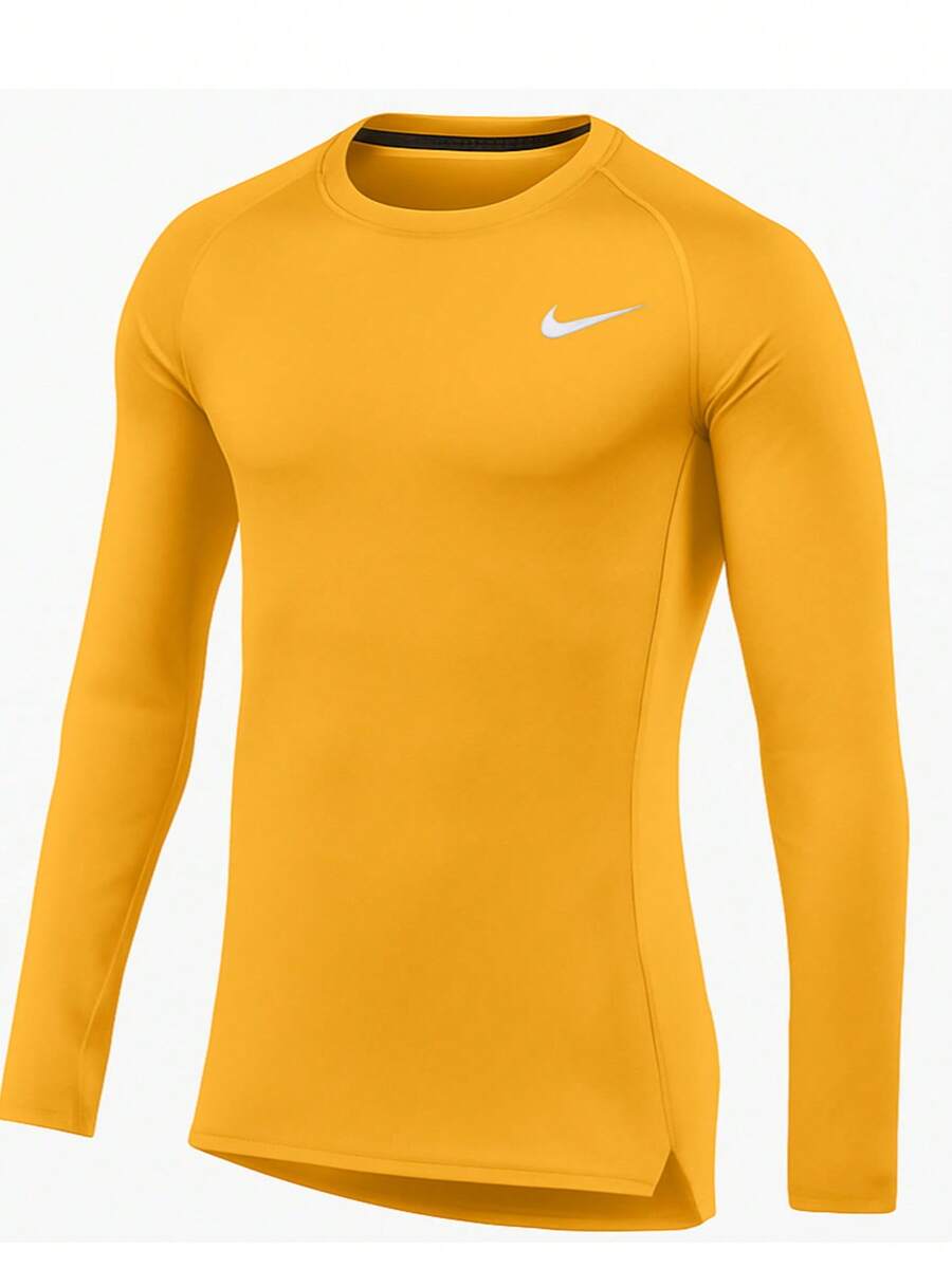 Nike Men's Pro Training Top Long Sleeve Shirt - Sundown - View 1