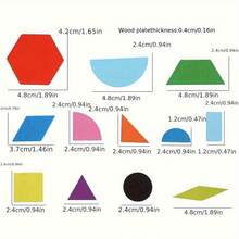 木制形状拼图积木创意拼图早期教育玩具七巧板 7 件木制形状板 益智玩具，脑筋急转弯，益智游戏，益智游戏>智力游戏，智力平板电脑，木制玩具>智力游戏 - 彩色 - 查看 13