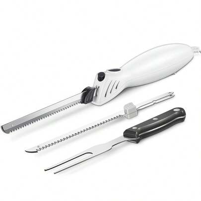  Electric Knife, Reemix Z3042 Electric Knife Set For Carving Meats, Poultry, Bread, Crafting Foam & More, 2 Blades For Meats & Bread, Fork Included