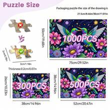 1000/500/300 片成人拼图，38x26 厘米/14.96x10.24 英寸，高品质厚纸板，色彩鲜艳，便携式艺术装饰 DIY 爱好必备，生日、万圣节、感恩节、斋月、复活节的完美礼物，工艺精湛，学习、娱乐活动游戏，艺术拼图系列，激发创造力，提高认知能力 - 彩色 - 查看 4