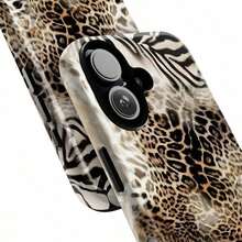 Funda de teléfono con diseño retro de estampado animal de leopardo, cebra y tigre, funda estética para iPhone 16 Pro Max, Pixel - Blanco - Ver 6