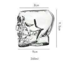 Bộ 1/2 ly thủy tinh hình đầu lâu, thủy tinh dày dặn, thiết kế độc đáo, chỉ rửa bằng tay, thích hợp cho rượu whisky, đồ uống và nhiều loại khác, có thể tái sử dụng, lý tưởng cho quán bar, tụ họp gia đình, nhà hàng, lễ hội Halloween và các bữa tiệc. - Trong sáng - Xem 11