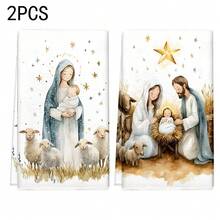 1set/2pcs/100pcs Christmas Pattern Kitchen Towels And Dish Towels, Suitable For Restaurant, Kitchen, Bathroom Interior Decoration, Party Decoration, Can Be Given As Holiday Gifts
