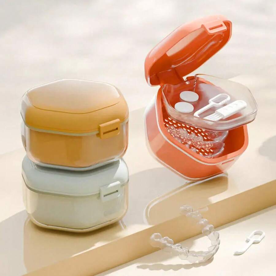 1 Pc Orthodontic Retainer Storage Box Invisible Teeth Storage Container Denture Cleaning Sealed Box