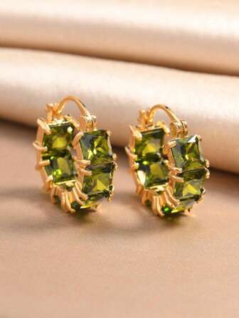 1 Pair Cubic Zirconia Hoop Earrings For Women, Minimalist Fashion Earrings, Unique Small Design, Daily Wear Earrings, Birthday Gift