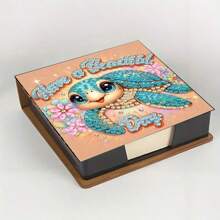 Kit de pintura de diamantes 5D - Caja de cuaderno con patrón de tortuga marina - Regalo hecho a mano único, juego de arte de diamantes, forma redondeada asimétrica, regalo hecho a mano único para el escritorio de la oficina y del hogar