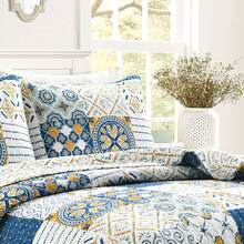 LUSH DECOR Monique Quilt Charcoal 3Pc Set King Halloween-Fall Decor-Room Decor - Navy/Mustard - View 3