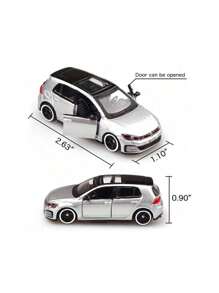Bburago 1:64 大众高尔夫 GTI 2017 压铸模型 - 合金银黑色顶部、可开启车门和引擎盖、成人收藏桌迷你汽车展示架​