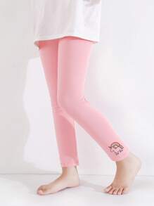 8pcs Kids' Solid Color & Printed Cropped Leggings, Colorful Rainbow Unicorn Tights, Versatile For Spring/Autumn, Can Be Worn Inside Or Outside