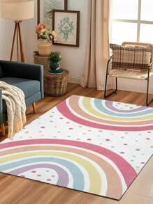 1 pieza Alfombra de lunares de arcoíris colorido, con estampado de lunares, alfombra para sala de estar, alfombra para sala de juegos, alfombra para dormitorio, alfombra amigable con las mascotas, adecuada para apartamento estudio, diseño abstracto vibrante, alfombra chic para apartamento estudio, suave y peluda, piel amigable, alfombra para sala de estar, alfombra decorativa, alfombra, decoración de dormitorio, decoración del hogar, decoración de habitación, alfombra pequeña, alfombra para exteriores, alfombra de jardín, alfombra de felpa, alfombra mullida, alfombra de otoño/invierno, gruesa/mullida