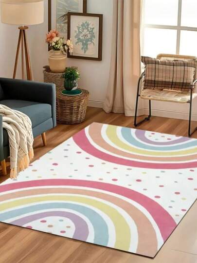 1 块彩色波尔卡圆点彩虹地毯，波尔卡圆点印花地毯，客厅地毯，游戏室地毯，宿舍地毯，宠物友好垫，适用于工作室公寓，充满活力的抽象设计，工作室公寓别致垫，柔软毛绒亲肤，客厅地毯，装饰地毯，地毯，卧室装饰，家居装饰，房间装饰，小地毯，户外垫，花园垫，羊毛地毯，毛绒地毯，秋冬地毯，厚实/毛绒