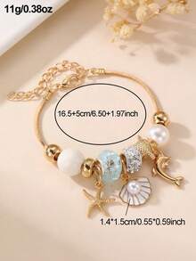 1pc/3pcs Girls' Shell, Pentagram, Flower, Starfish, Cherry Bracelet - Multicolor - View 7