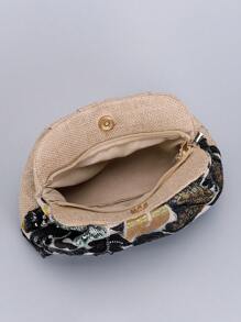 Sequin Embroidered Floral Pleated Clutch Bag, Women's Casual Clutch Bag, Fashionable And Glamorous Evening Bag Suitable For Holiday Parties And Commuting (Pattern Placement Randomly Cut) - Multicolor - View 6