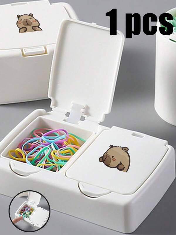 Capybara Pattern Portable Desktop Storage Box, Mini Cute Portable Capsule Medicine Box, Plastic Compartment Storage, Can Store Paper Clips, Clips, Cotton Swabs, Accessories, Can Be Carried With You When Traveling, Different Capsules And Tablets Are Stored Separately, Easy To Carry,